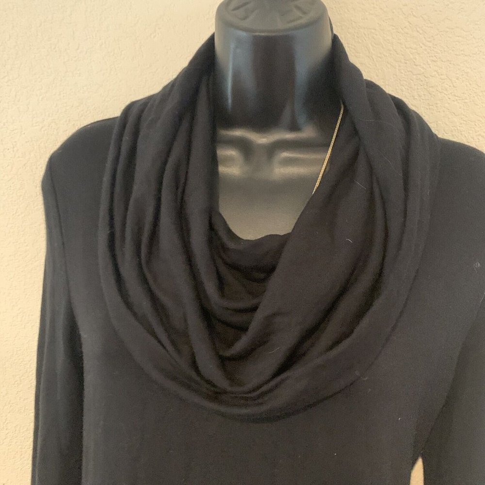 Maison Jules Dress Size Small Black Minimalist Cowl Neck Long Sleeve Classic